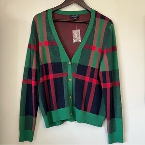 NWOT Studio Park x Alberti Popaj Festive Plaid Cardigan Medium Academia